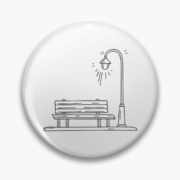 Item preview, A bench beneath a glowing streetlight in an urban square designed and sold by rasagamastore.