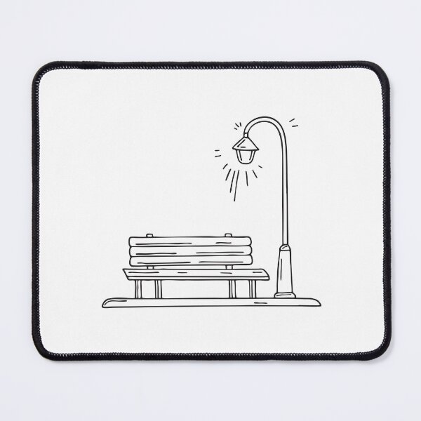 Item preview, A bench beneath a glowing streetlight in an urban square designed and sold by rasagamastore.