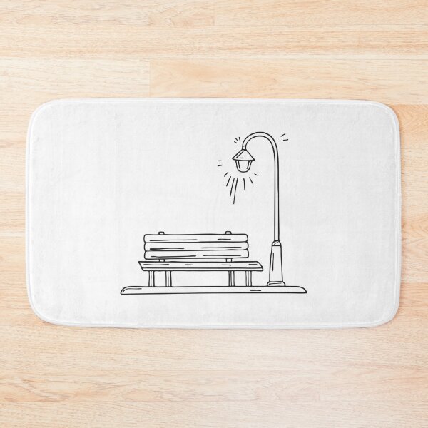 Item preview, A bench beneath a glowing streetlight in an urban square designed and sold by rasagamastore.
