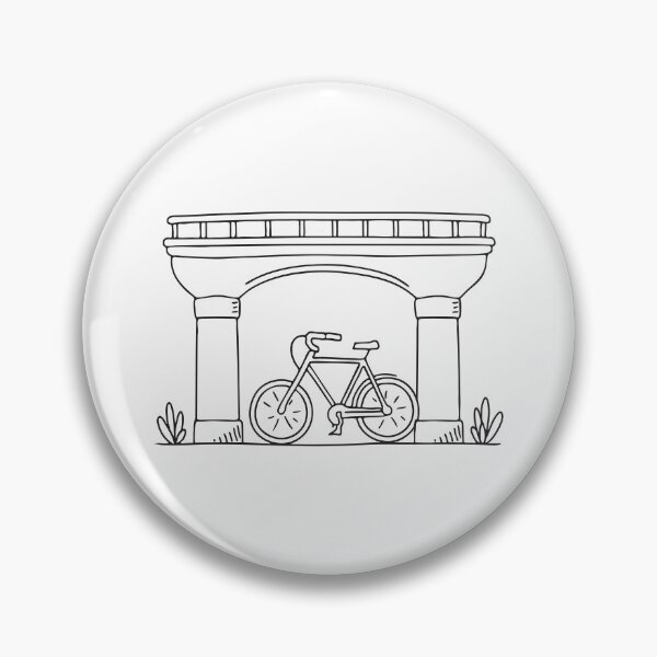 Item preview, A bicycle locked to a post beneath a city bridge designed and sold by rasagamastore.