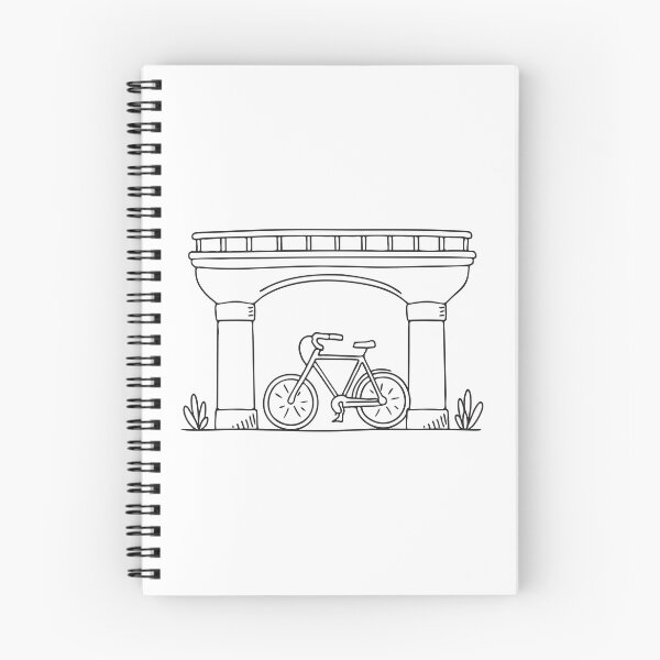 Item preview, A bicycle locked to a post beneath a city bridge designed and sold by rasagamastore.