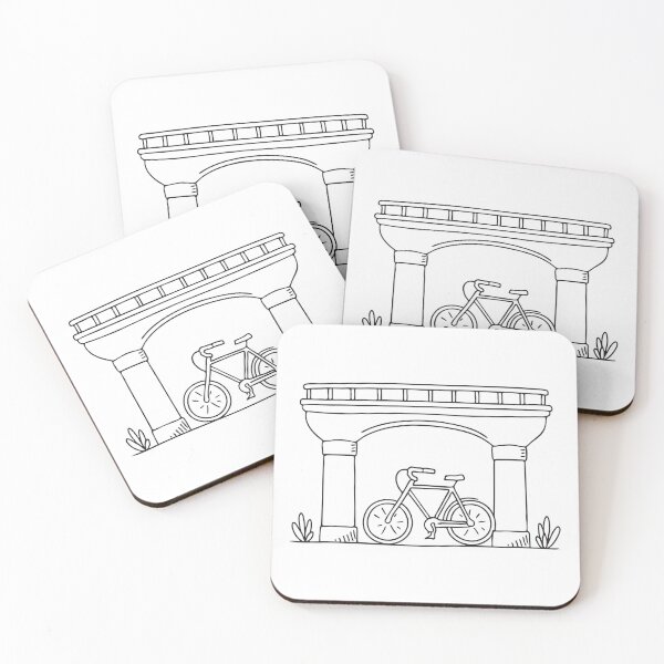 Item preview, A bicycle locked to a post beneath a city bridge designed and sold by rasagamastore.