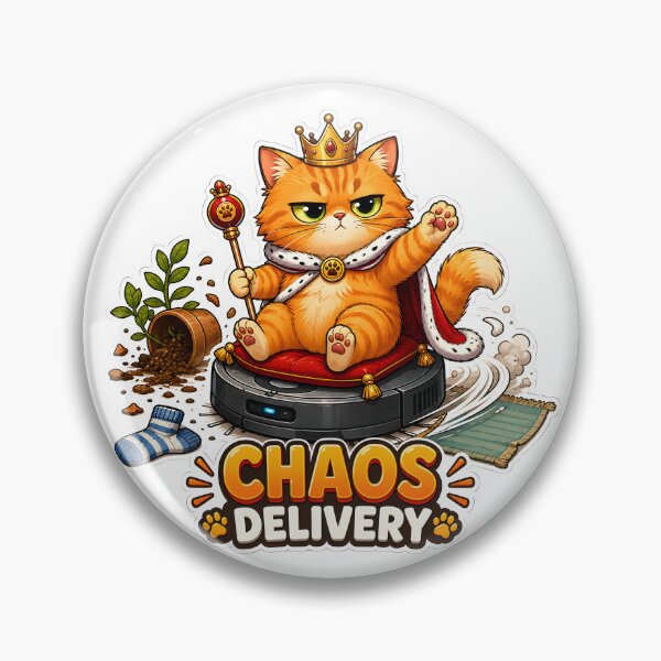 Item preview, Royal Orange Cat Riding a Robot Vacuum designed and sold by MustHaveVibes.
