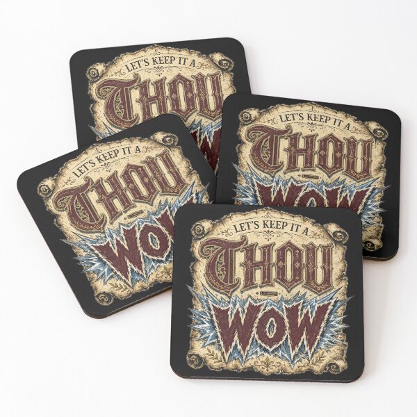 Item preview, Let’s Keep It a Thou-Wow Vintage Scroll Graphic Tee designed and sold by POD DYNASTY | Original Print On Demand T-Shirt Graphics.