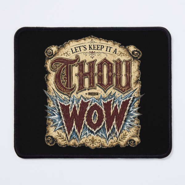 Item preview, Let’s Keep It a Thou-Wow Vintage Scroll Graphic Tee designed and sold by POD DYNASTY | Original Print On Demand T-Shirt Graphics.