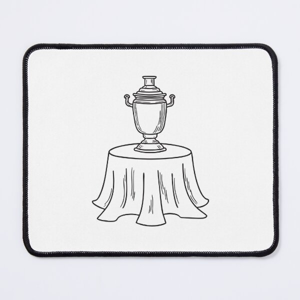 Item preview, A brass urn sitting on a table draped with fabric designed and sold by rasagamastore.