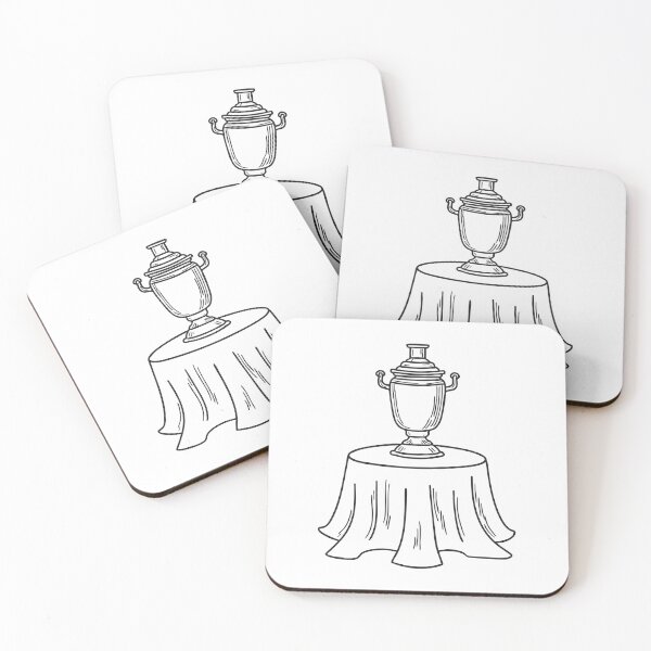Item preview, A brass urn sitting on a table draped with fabric designed and sold by rasagamastore.