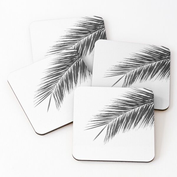 Item preview, black and white palm tree leaf designed and sold by Dinasworld.