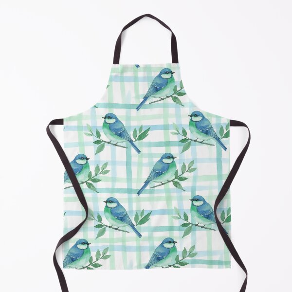 Item preview, Blue Green Songbird on Mint Plaid Branch designed and sold by wissal.studio.