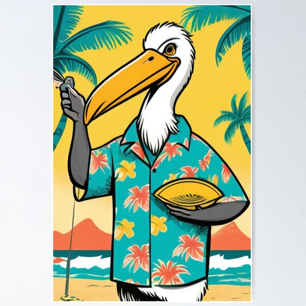 Artikelvorschau, Digital Art - Anthropomorphic Pelican, Retro-Inspired Illustration entworfen und verkauft von World-Pets.