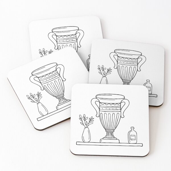 Item preview, A decor urn standing next to a vase on a wooden shelf designed and sold by rasagamastore.