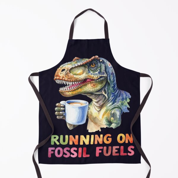 Item preview, Driving through the day on fossil fuels, dinosaur with a coffee cup designed and sold by LiskoDesign.