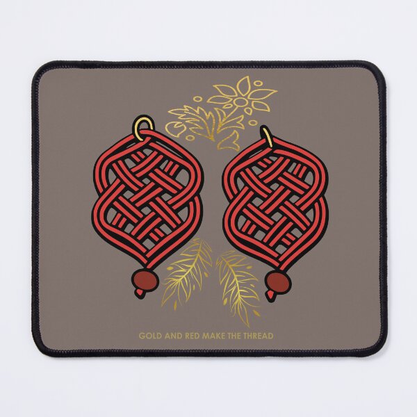Item preview, Gold & Red Knotwork – Elegant Macrame Inspired Design – Deep Taupe Edition designed and sold by Macramellennias.