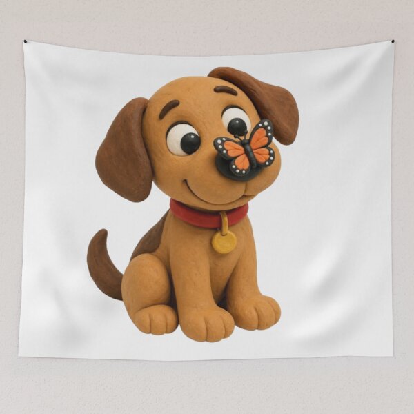 Item preview, dog and butterfly designed and sold by Snurly.