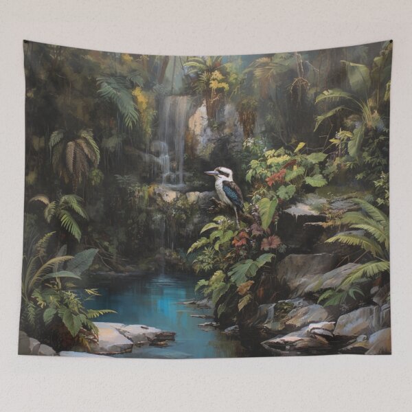 Item preview, A Kookaburra perched near waterfalls, Birds in Motion designed and sold by CDC40.