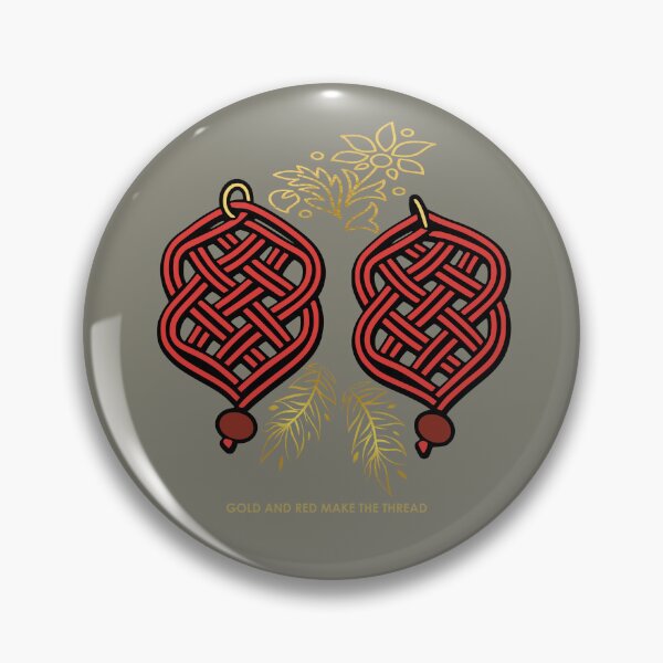 Item preview, Gold & Red Knotwork – Elegant Macrame Inspired Design – Sage Gray Edition designed and sold by Macramellennias.