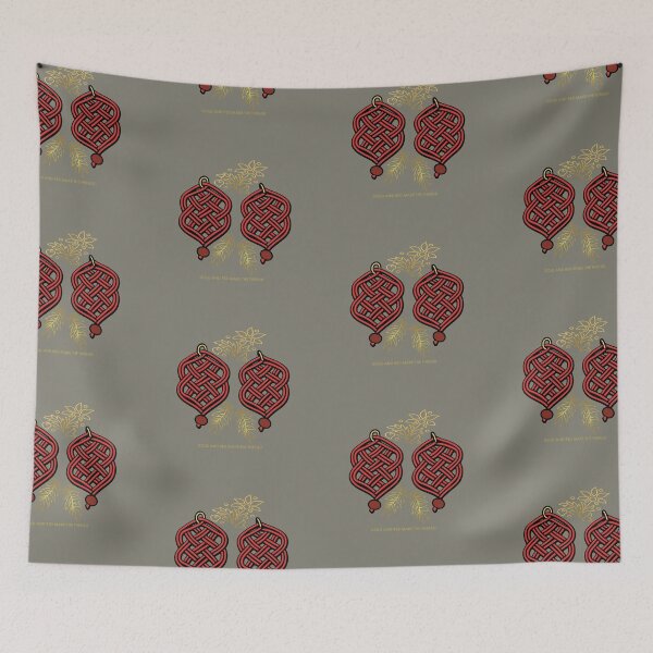 Item preview, Gold & Red Knotwork – Elegant Macrame Inspired Design – Sage Gray Edition designed and sold by Macramellennias.