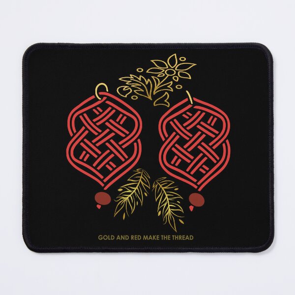 Item preview, Gold & Red Knotwork – Elegant Macrame Inspired Design – Black Velvet Edition designed and sold by Macramellennias.