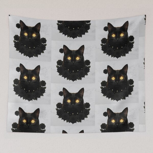 Item preview, Mystical Bombay Black Cat | Gothic Witchcore Art designed and sold by JanjjaSoulInk.