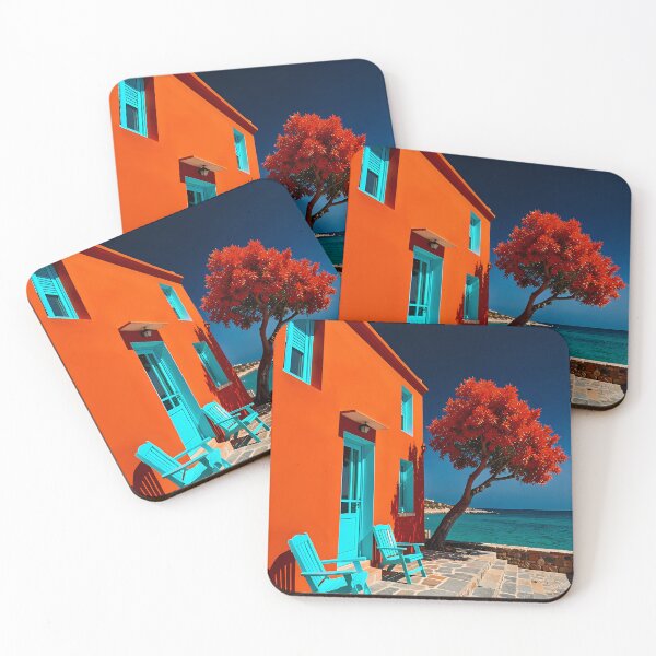 Item preview, Bright orange and azure blue on the Mediterranean designed and sold by VoidVeilStudio.
