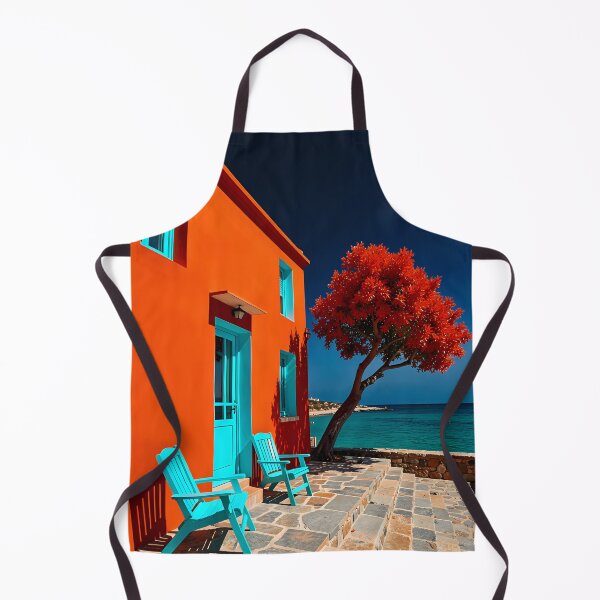 Item preview, Bright orange and azure blue on the Mediterranean designed and sold by VoidVeilStudio.