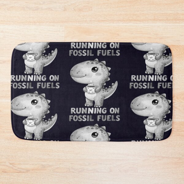 Item preview, Driving through the day on fossil fuels, Kawaii T-rex with coffee mug, black and white designed and sold by LiskoDesign.