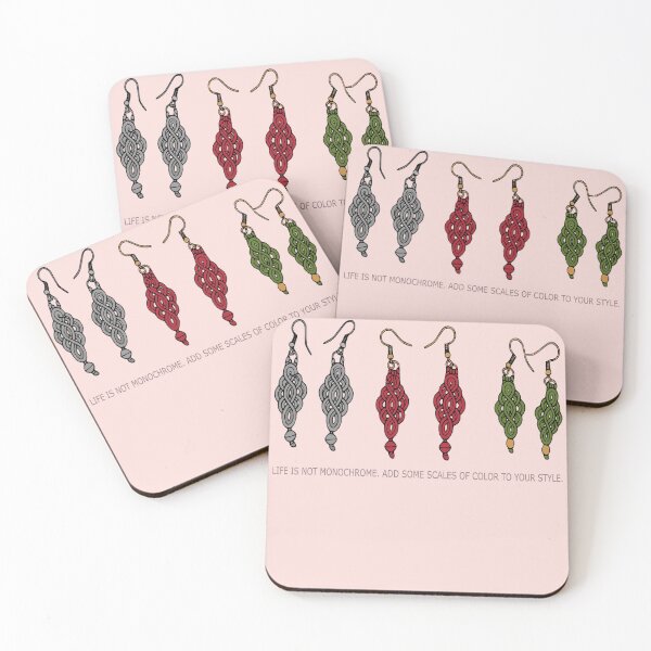 Item preview, Boho Macrame Earrings – Colorful Minimal Line Art Blush Pink  Edition  designed and sold by Macramellennias.