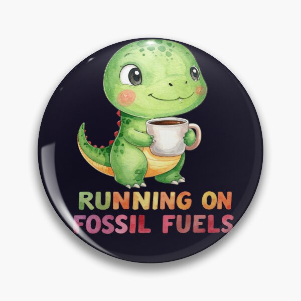 Item preview, Driving through the day on fossil fuels, Kawaii Dino with a coffee cup designed and sold by LiskoDesign.