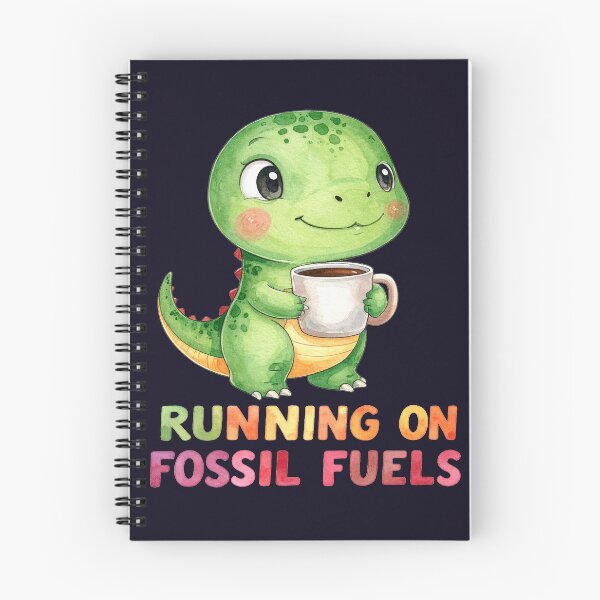 Item preview, Driving through the day on fossil fuels, Kawaii Dino with a coffee cup designed and sold by LiskoDesign.