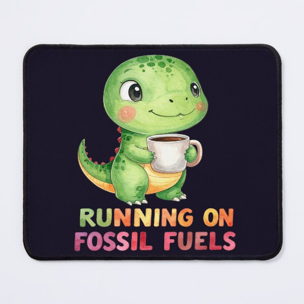 Item preview, Driving through the day on fossil fuels, Kawaii Dino with a coffee cup designed and sold by LiskoDesign.