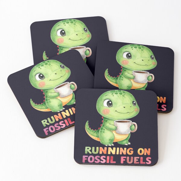 Item preview, Driving through the day on fossil fuels, Kawaii Dino with a coffee cup designed and sold by LiskoDesign.