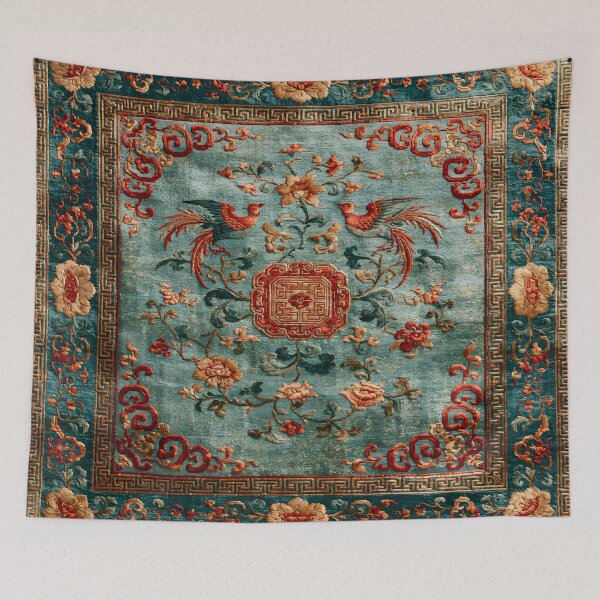 Item preview, Antique Chinese Silk Rug with Phoenix Birds Luxury Oriental Carpet designed and sold by GrinGalore.