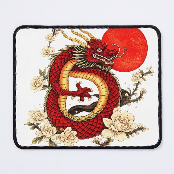 Item preview, Crimson Dragon Sakura | Japanese Dragon Tattoo Style T-Shirt | Red Sun Vintage Art designed and sold by ZafTeez.