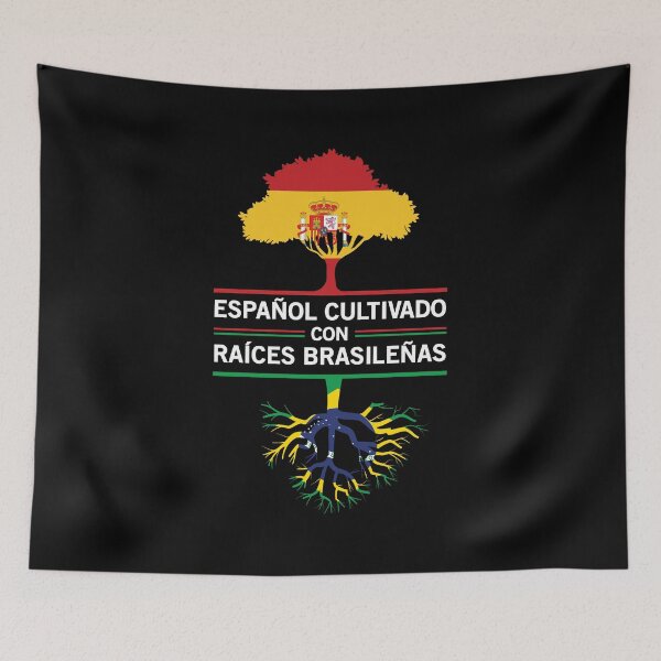 Item preview, Spain Brazil Flags Heritage Gift Expat Fans designed and sold by Lenny Stahl.