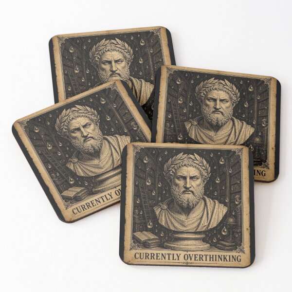 Item preview, Currently Overthinking Funny Stoic Philosophy Quote Antique Bust Art Print designed and sold by thoughtswear.