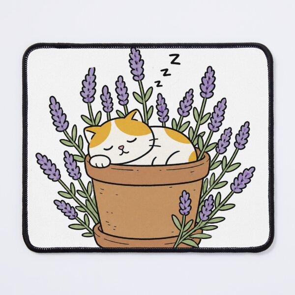 Item preview, Sleeping Cat in Lavender Pot Cute Cozy Sticker designed and sold by TheCozyBurrow.
