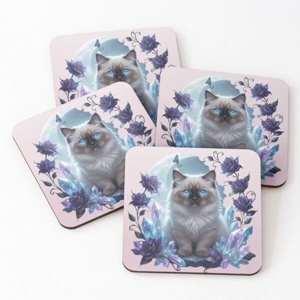 Item preview, Sacred Birman Cat | Celestial Gothic Illustration designed and sold by JanjjaSoulInk.