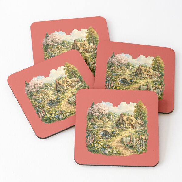 Item preview, Vintage Cottagecore Village Design – Retro Spring Art Deco Illustration designed and sold by MagicMakerPh.