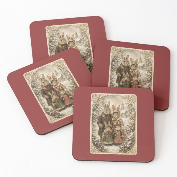 Item preview, Vintage 1910 Rabbit Family Holiday Design – Nostalgic Winter Illustration designed and sold by MagicMakerPh.