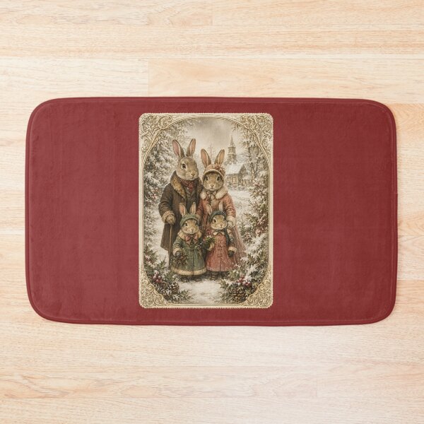 Item preview, Vintage 1910 Rabbit Family Holiday Design – Nostalgic Winter Illustration designed and sold by MagicMakerPh.