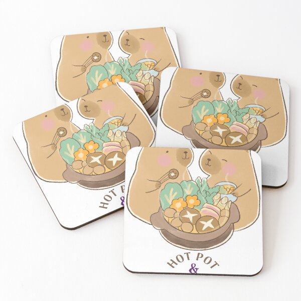 Artikelvorschau, Niedlicher Capybara-Eintopf und Chillen, lustiges Kawaii-Essen entworfen und verkauft von Pizikashop.
