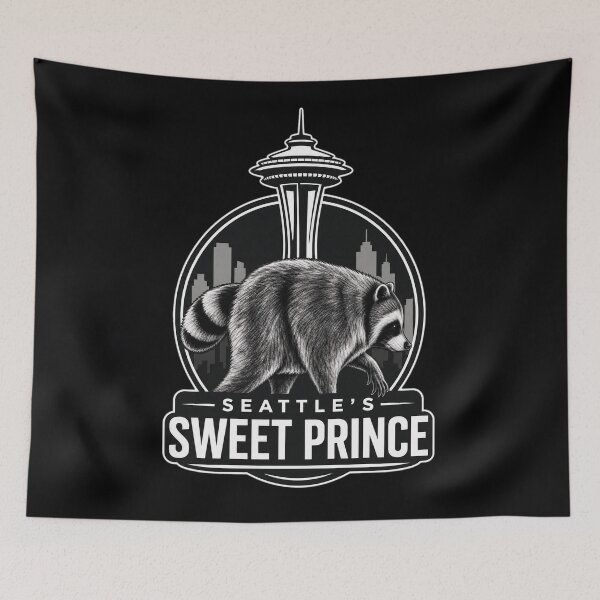 Item preview, JIMOTHY Seattle's Sweet Prince Raccoon Space Needle Badge designed and sold by Uglyandcute.
