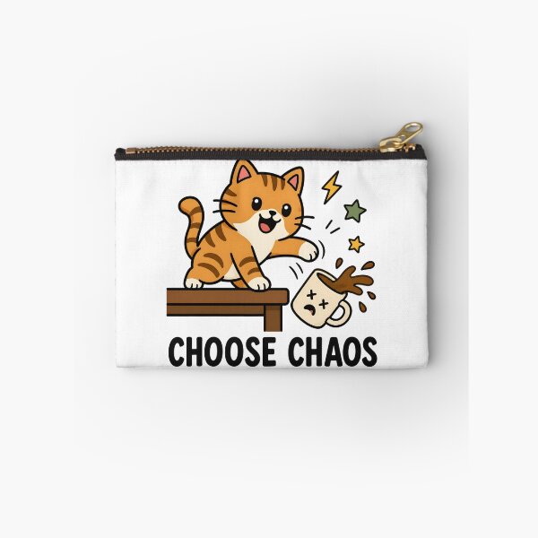 Item preview, Choose Chaos Orange Tabby Cat Funny Coffee Design designed and sold by StitchAndSnarkCo.
