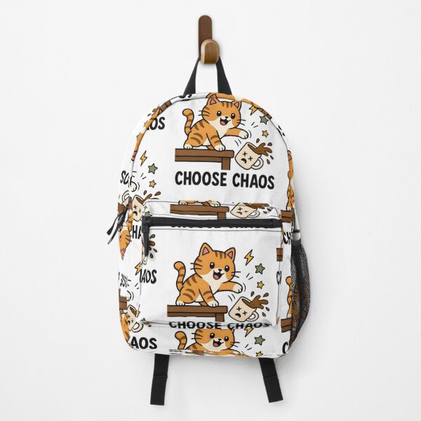 Item preview, Choose Chaos Orange Tabby Cat Funny Coffee Design designed and sold by StitchAndSnarkCo.