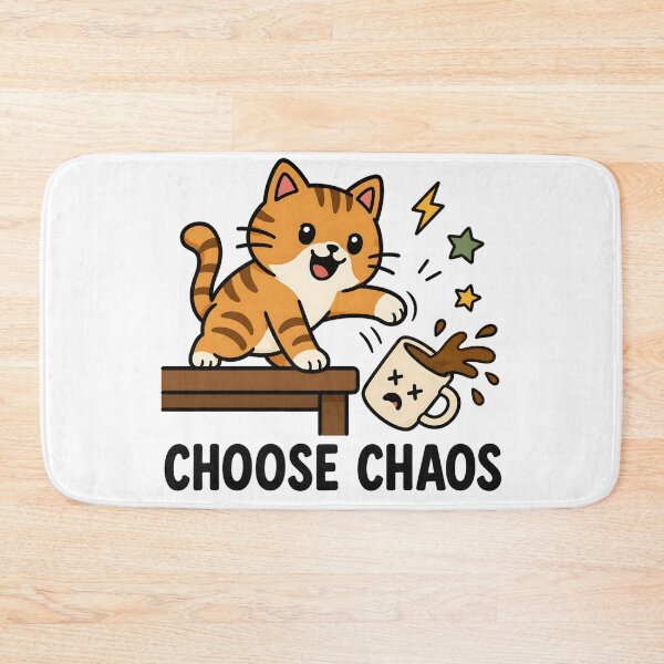 Item preview, Choose Chaos Orange Tabby Cat Funny Coffee Design designed and sold by StitchAndSnarkCo.