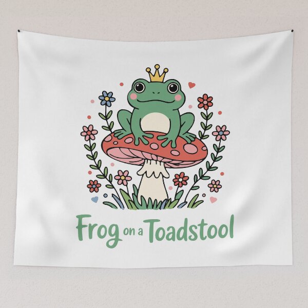 Item preview, Frog King On A Toadstool Mushroom designed and sold by Traveldrawings.