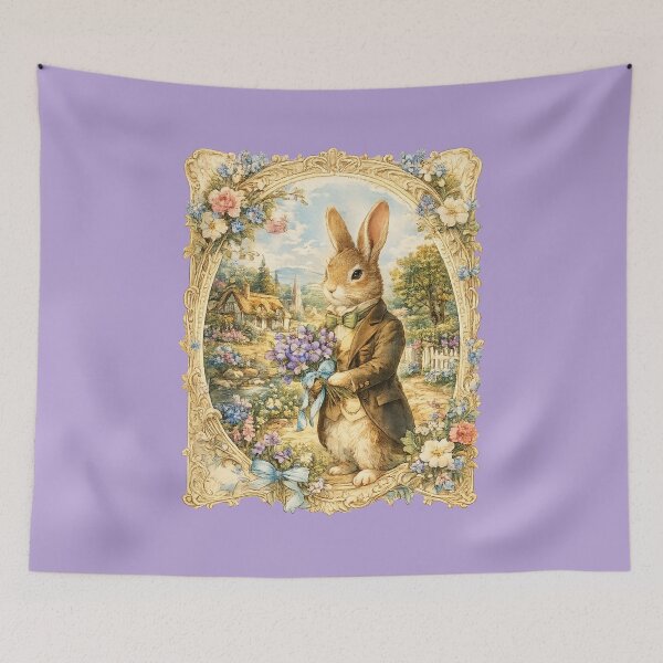 Item preview, Victorian Rabbit Illustration – Vintage Violet Bouquet Design Art designed and sold by MagicMakerPh.
