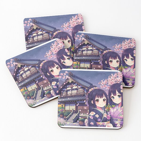 Item preview, Manga girls, Japanese-style house and twilight landscape designed and sold by DOMANGA.
