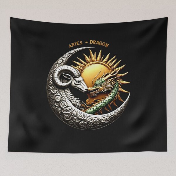 Item preview, Aries & Dragon Zodiac Celestial Seal - Vintage Enamel Metal Sign Design designed and sold by Shift-Bloom.
