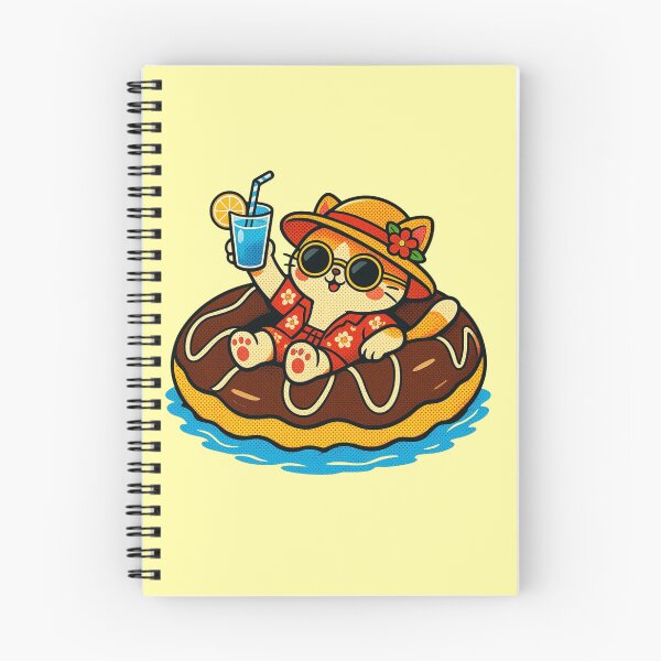 Item preview, Cute Cat on Chocolate Donut Float | Summer Kawaii Cat Vacation designed and sold by Eathusiast.